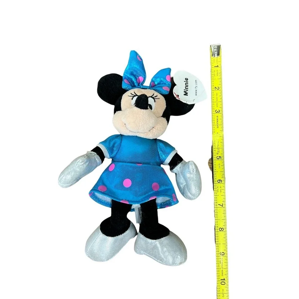 Ty Sparkle Minnie Mouse Beanie Baby Blue‎ Dress Pink Polka Dots